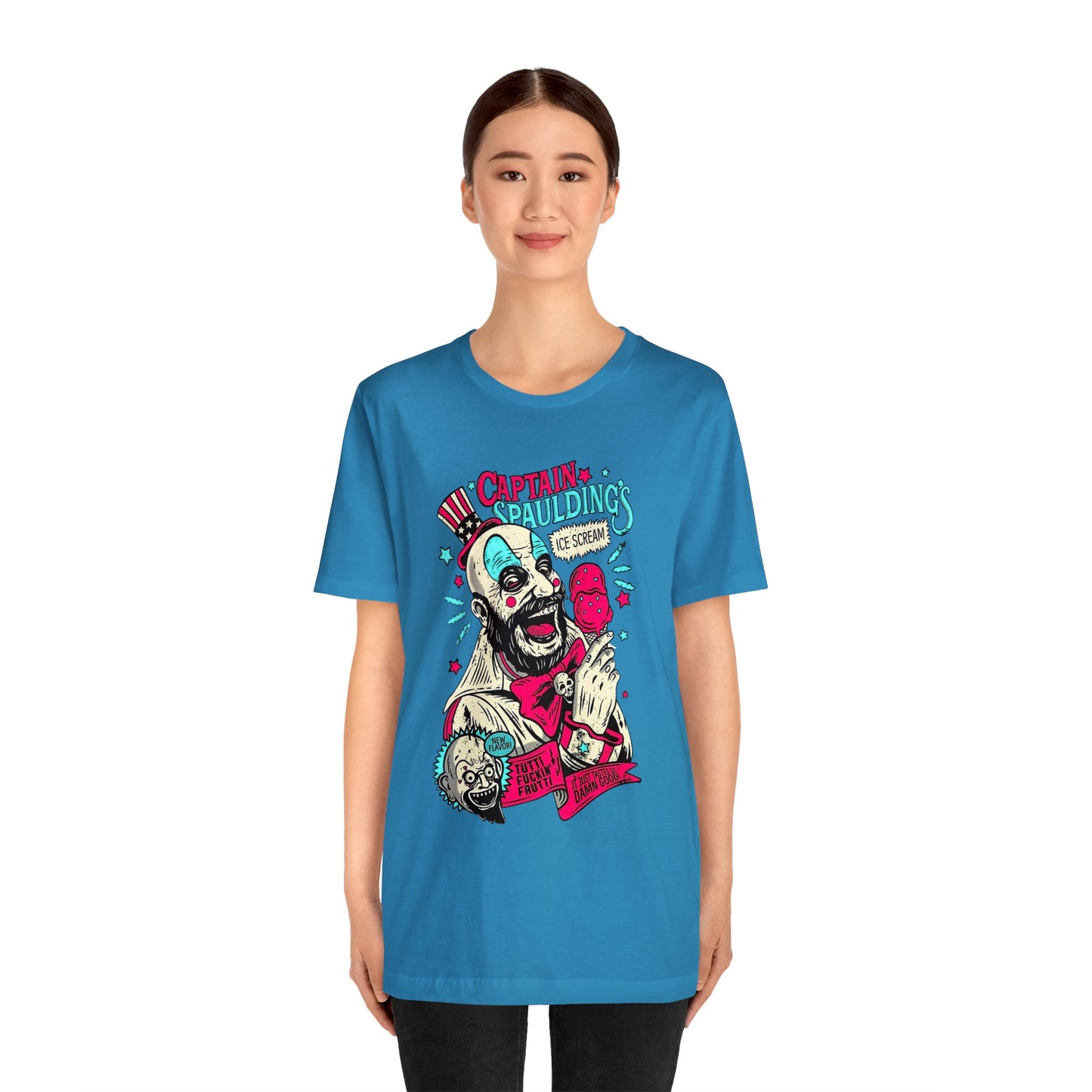 Halloween Captain Spaulding Short Sleeve T-Shirt - Classic Horror Icon Tee, Rob Zombie Character Graphic Shirt