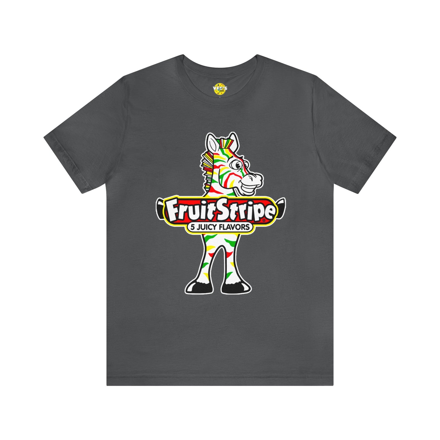 Yikes the Zebra Retro Stripe Tee - Nostalgic Fruit Stripe Gum Design