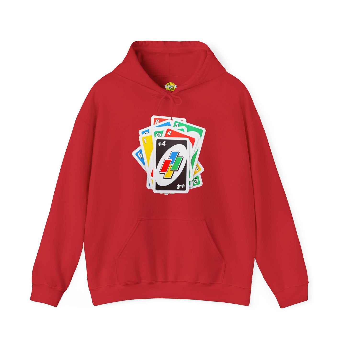 Card Game Stack Hoodie, Fun Draw 4 Stack Design, Retro Gaming Graphic Sweatshirt, Gildan 18500, Nostalgia Hooded Sweatshirt