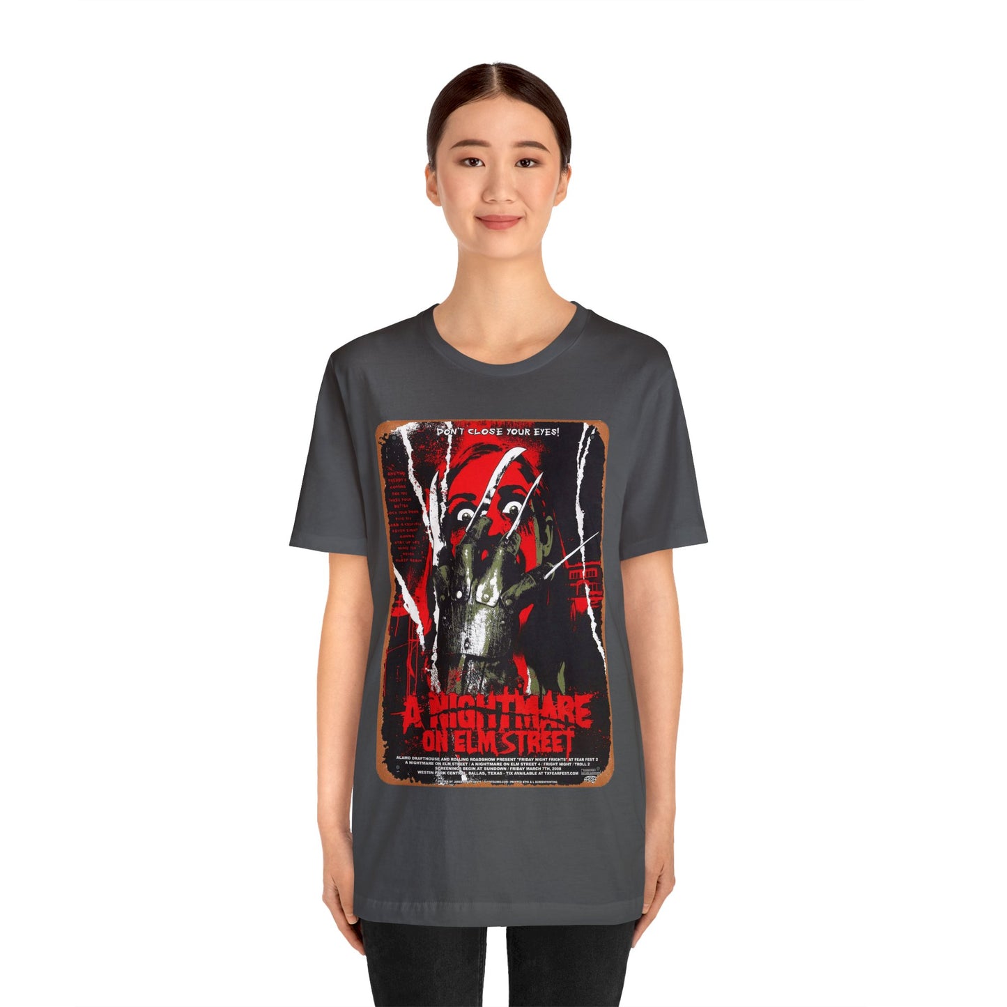 Halloween, A Nightmare on Elm Street Vintage Movie Poster Short Sleeve T-Shirt - Classic Horror Tee, 80s Film Graphic Shirt