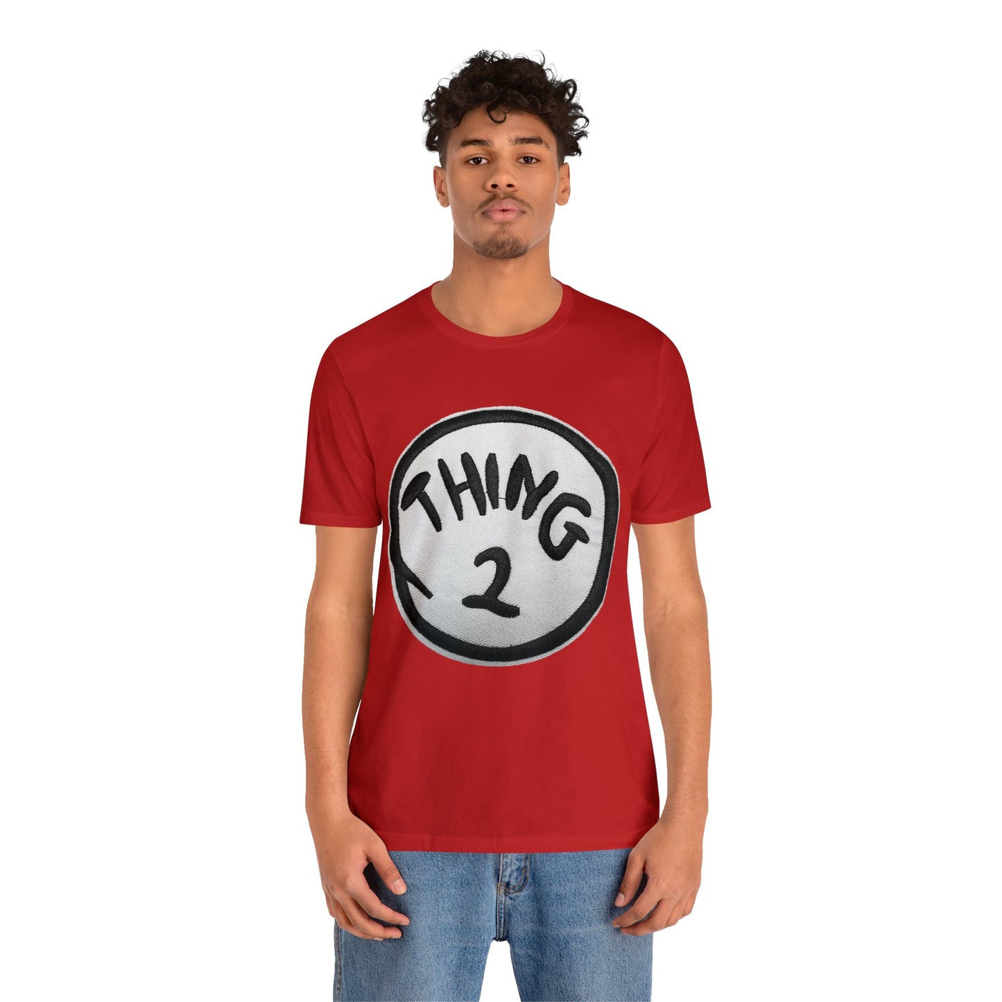 Thing 2 Playful Circle Graphic Vibes Tee - Cat in the Hat Seuss Fan Fashion TShirt - Valentines Day Childrens Book Companion Shirt