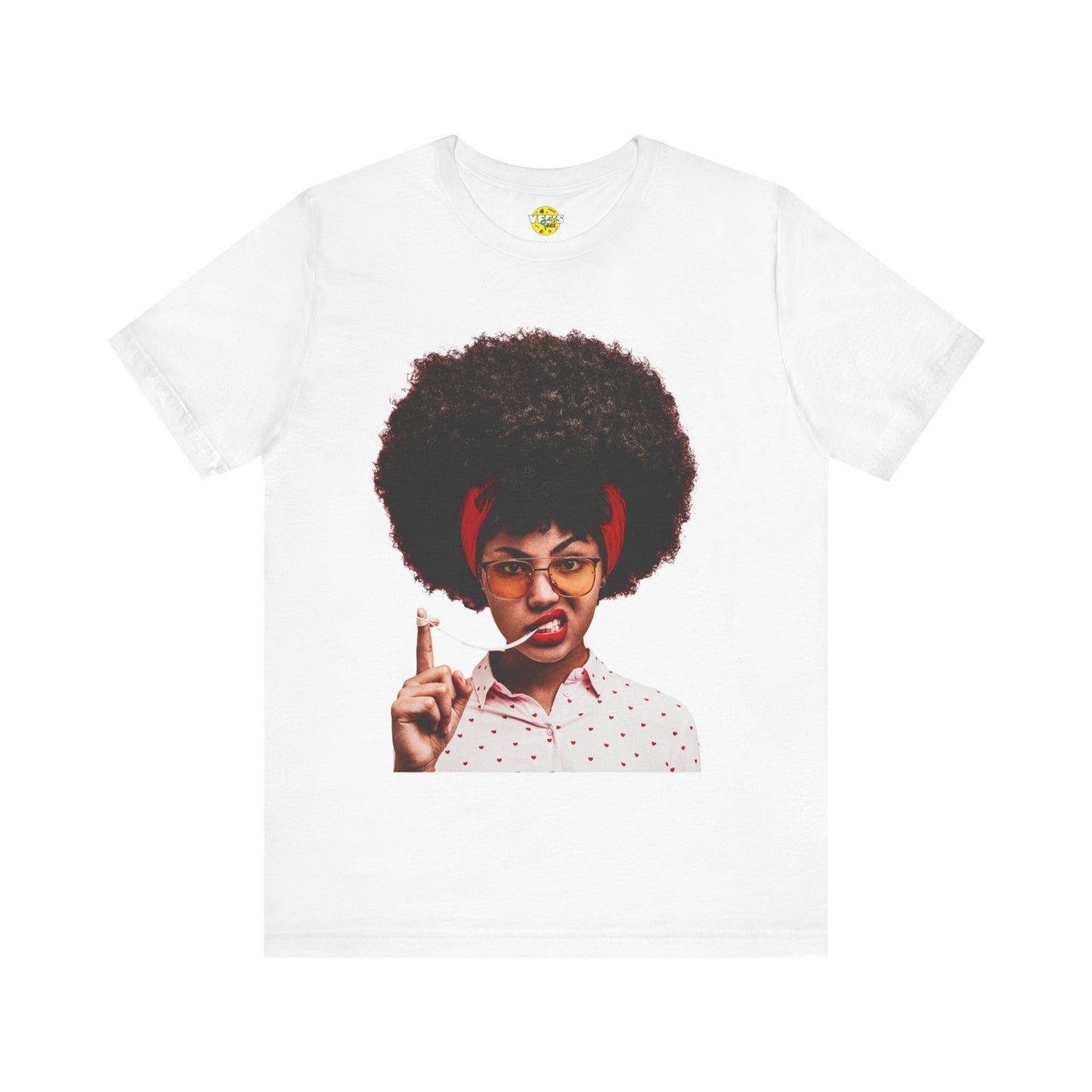 Afro Girl TShirt - Cute Black Woman with Curly Afro Playfully Enjoying Her Gum