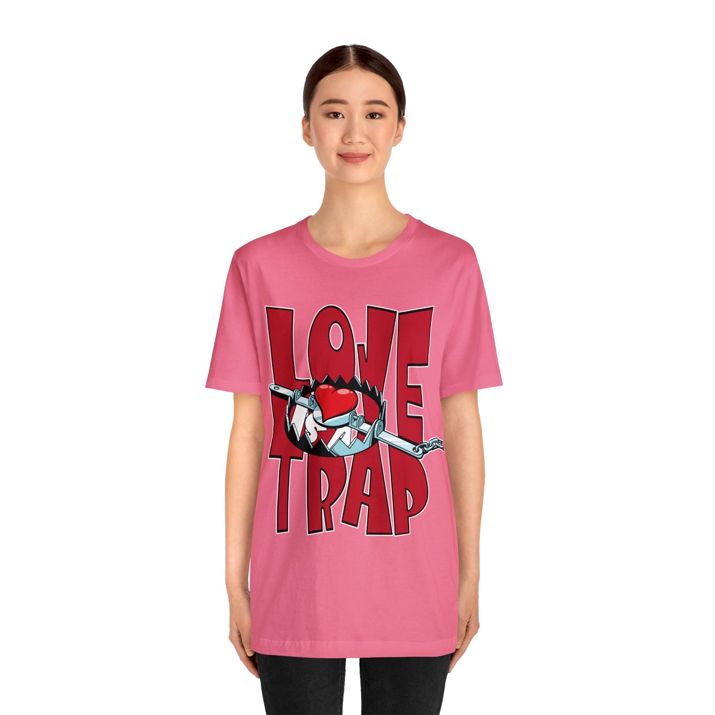 Love is a Trap Bear Trap Heart Graphic Tee - Anti Valentine Alternative Love Paradox Shirt - Valentines Day Unique Love Tshirt