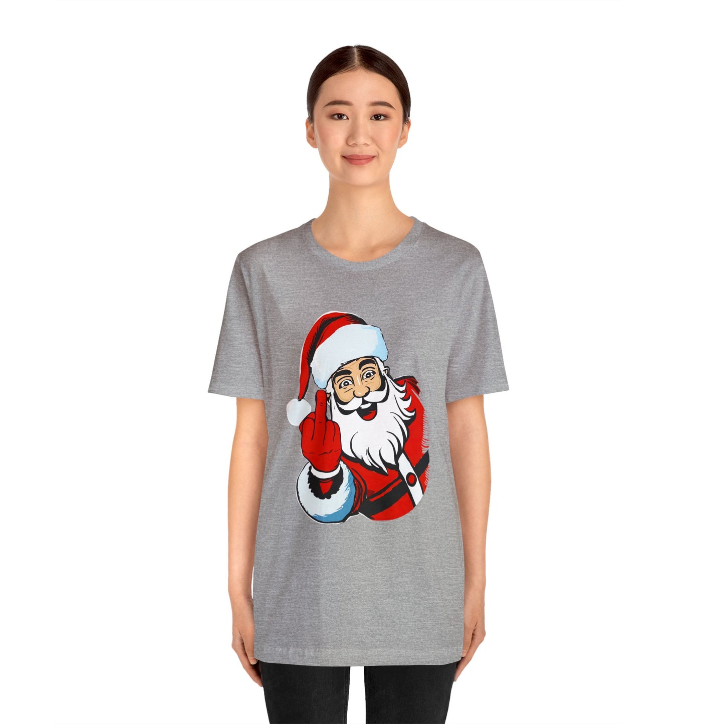 Naughty Santa Tshirt - Naughty Santa Christmas Tshirt - Santa Claus Middle Finger - Santa Middle Finger Tshirt