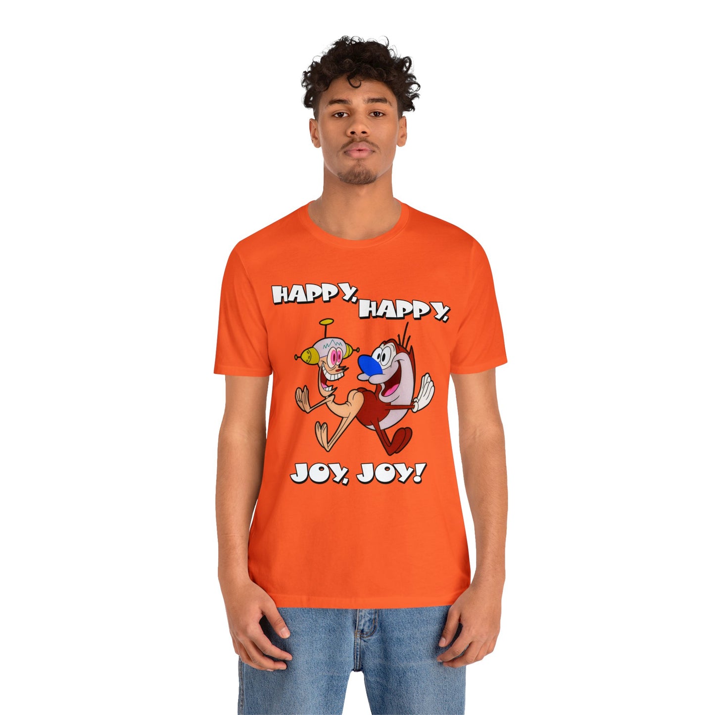 Ren and Stimpy Happy Happy Joy Joy Short Sleeve TShirt - 90s Retro Cartoon Tee