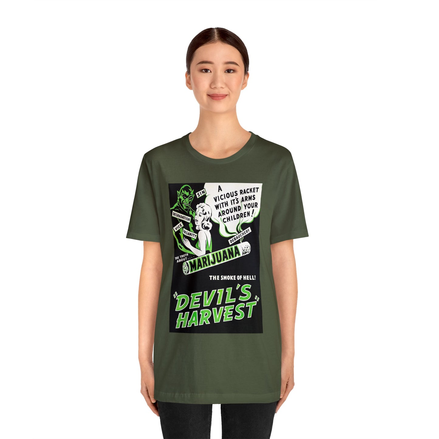 Vintage Reefer Madness 'Devil's Harvest' Movie Poster Short Sleeve T-Shirt - Retro Cult Classic Tee