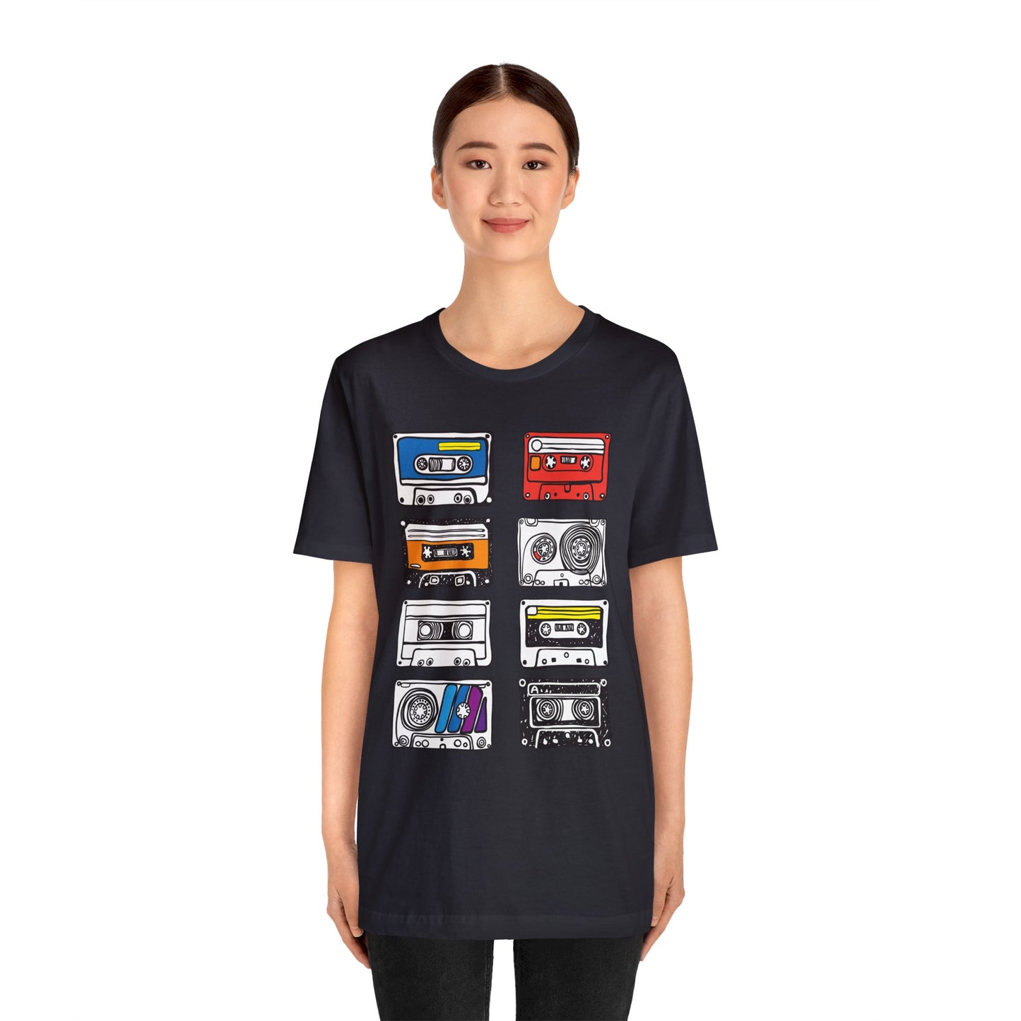 Retro Cassette Tapes Short Sleeve T-Shirt - Vintage Music Lover Tee, 80s Nostalgia Graphic Shirt