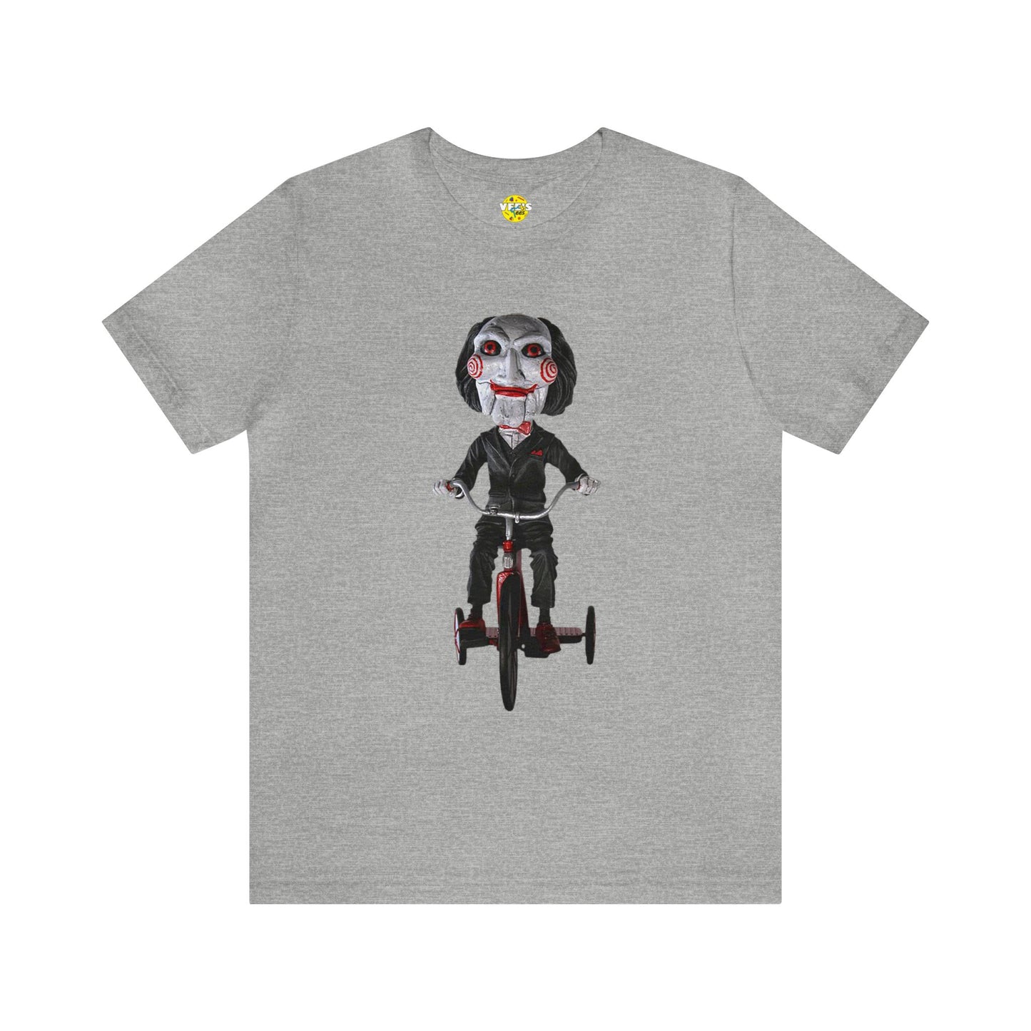 Halloween Billy from SAW Tricycle Short Sleeve T-Shirt - Horror Icon Tee, Classic Movie Graphic Shirt