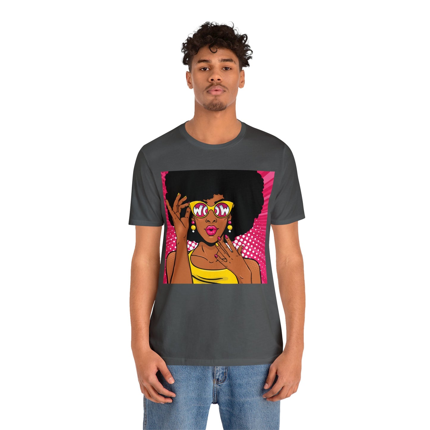 Pop Art Melanated Queen with Sunglasses Short Sleeve T-Shirt - Empowering Graphic Tee, Diverse Art Fashion