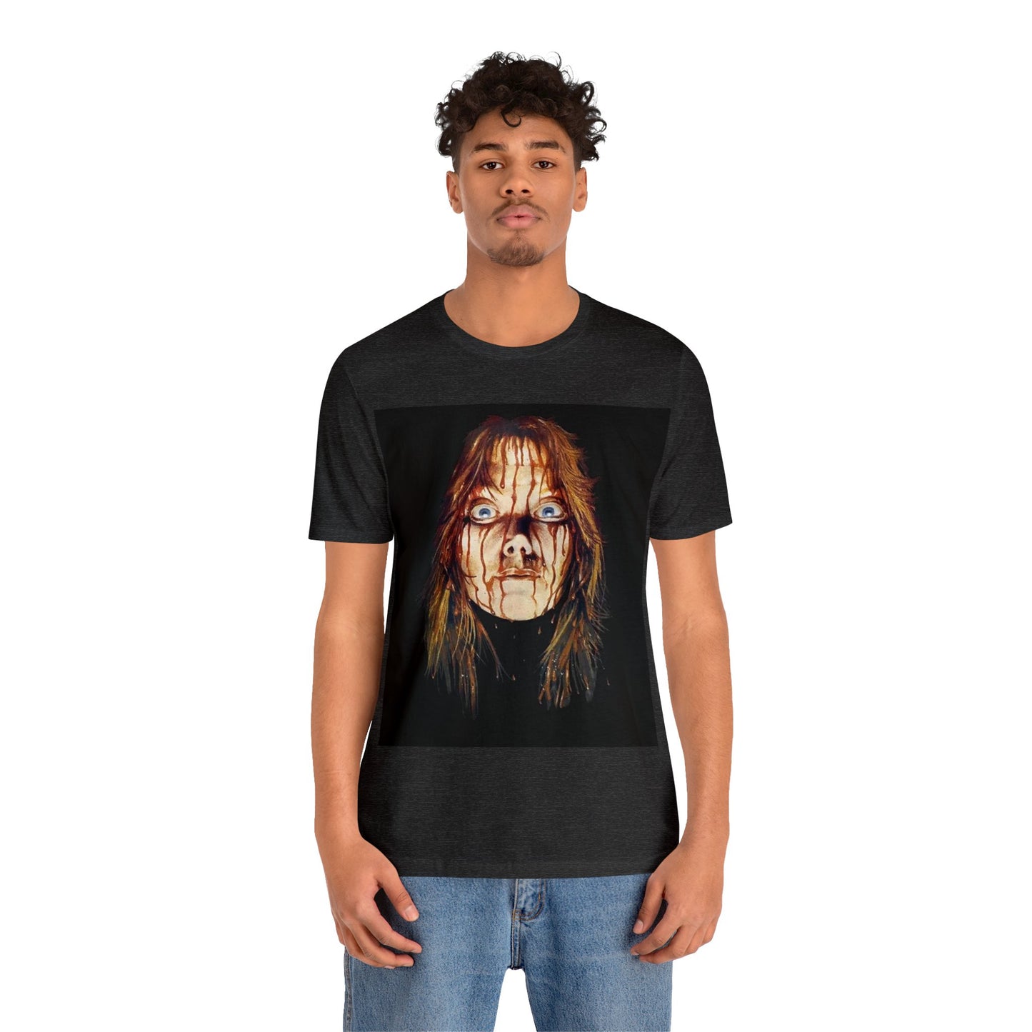 Halloween Carrie White's Bloody Face Stephen King Short Sleeve T-Shirt - Horror Icon Tee, Classic Movie Graphic Shirt