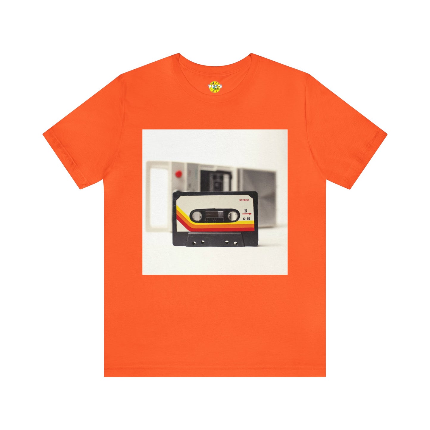 Retro Handheld Cassette Player & Tape Short Sleeve T-Shirt - Vintage Music Lover Tee, Nostalgic Graphic Shirt