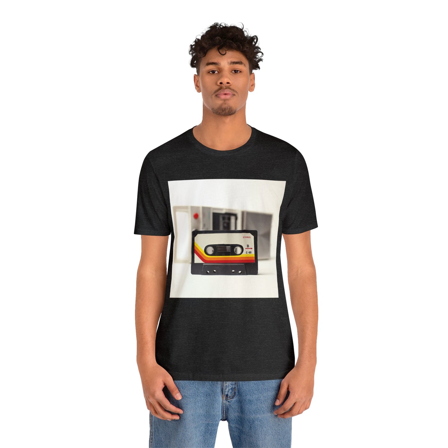 Retro Handheld Cassette Player & Tape Short Sleeve T-Shirt - Vintage Music Lover Tee, Nostalgic Graphic Shirt