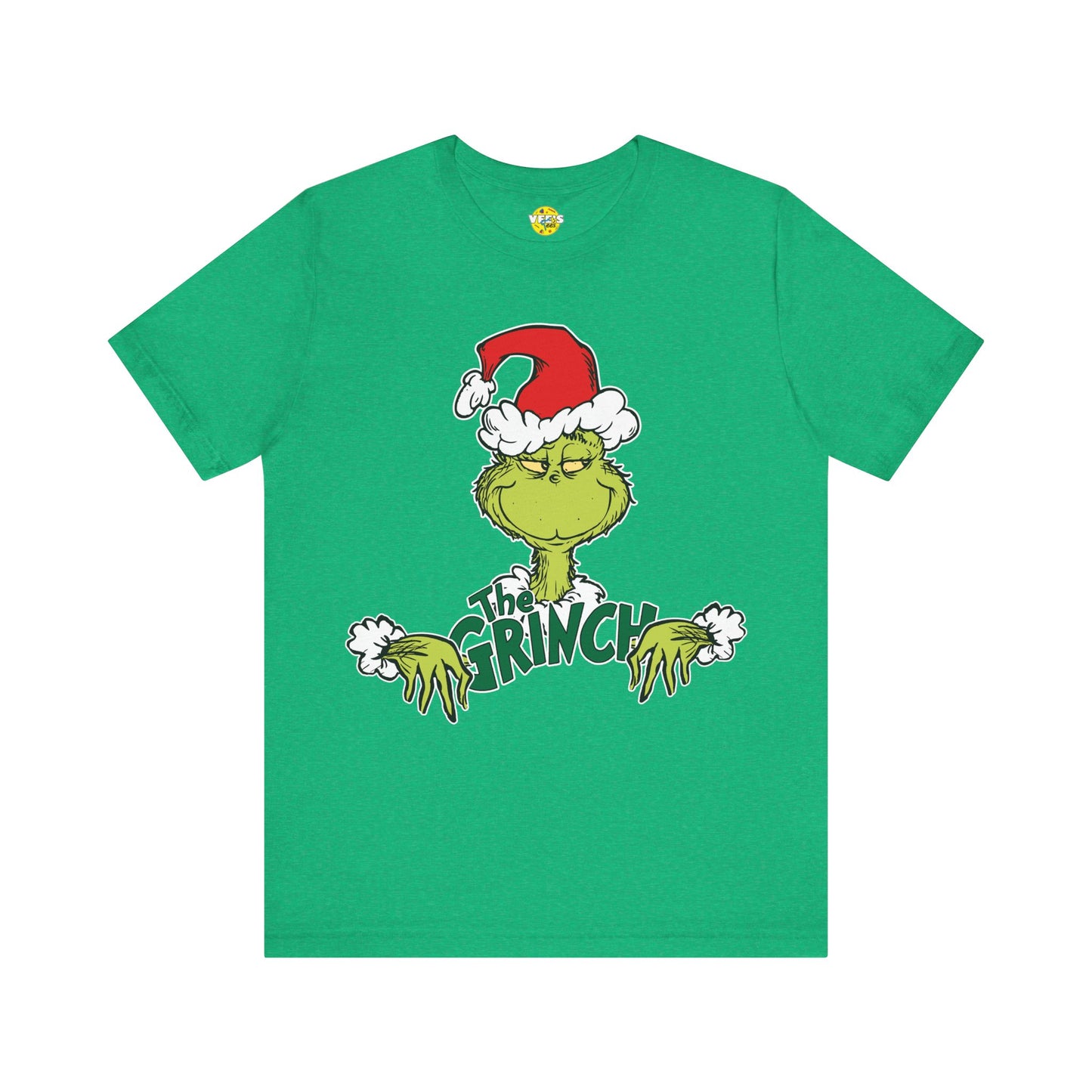 Festive Grinch Face Short Sleeve T-Shirt for a Whoville-Worthy Holiday Season