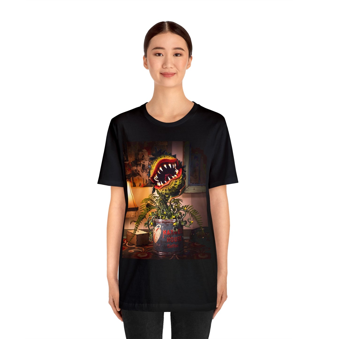 Halloween Audrey II from Little Shop of Horrors Short Sleeve T-Shirt - Cult Classic Musical Tee, Movie Monster Graphic Shirt