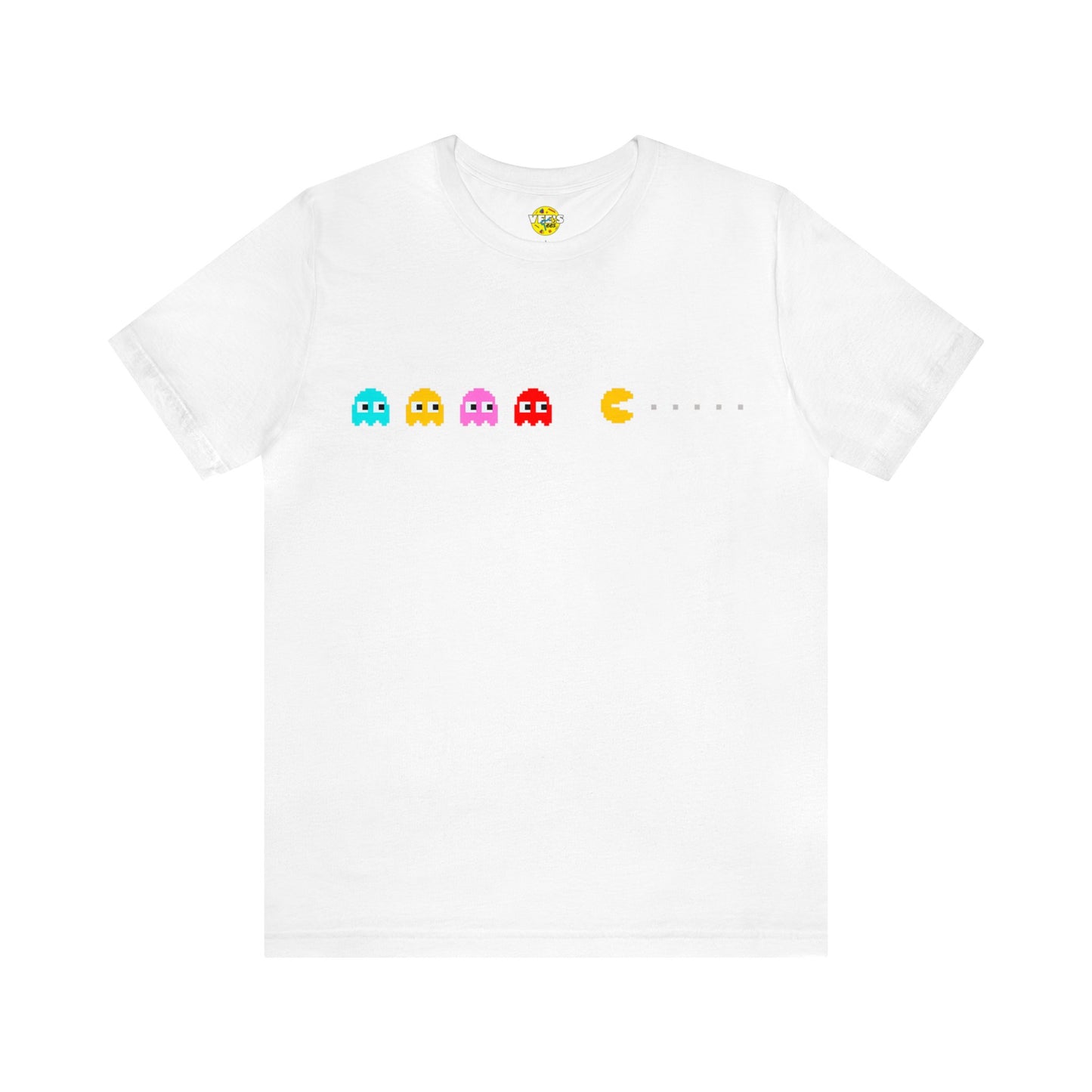 Pac-Man Ghosts Pixel Art T-Shirt - Retro Gamer Tee with Chasing Ghosts