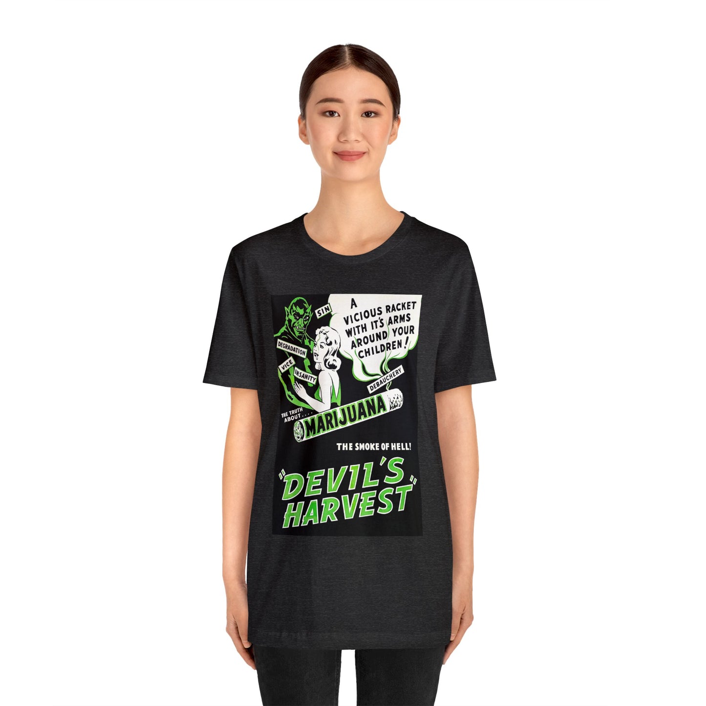 Vintage Reefer Madness 'Devil's Harvest' Movie Poster Short Sleeve T-Shirt - Retro Cult Classic Tee