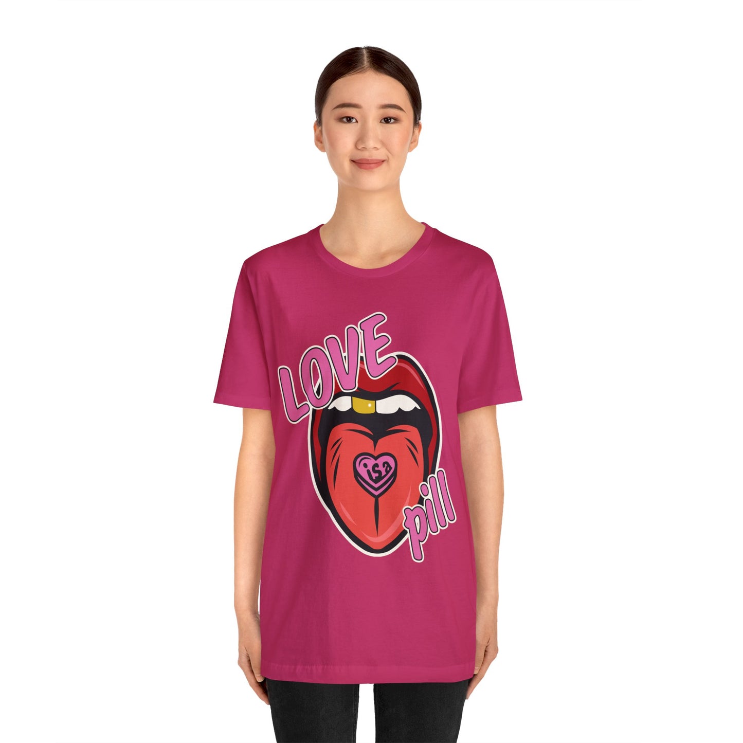 Love is a Pill Anti Valentines Shirt - Pop Art Valentines Day Shirt - Graphic Illustration Valentines tshirt - Tongue Graphic tshirt