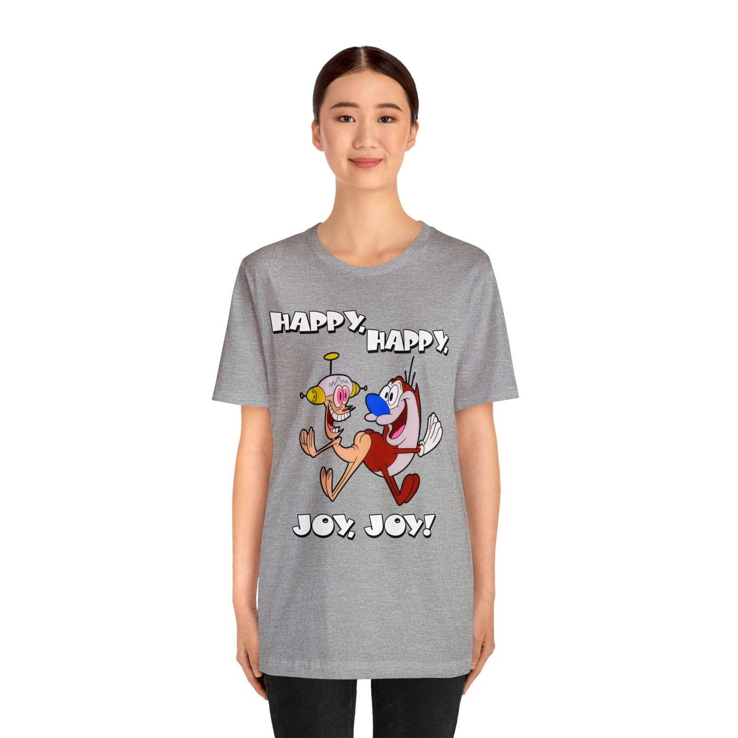 Ren and Stimpy Happy Happy Joy Joy Short Sleeve TShirt - 90s Retro Cartoon Tee