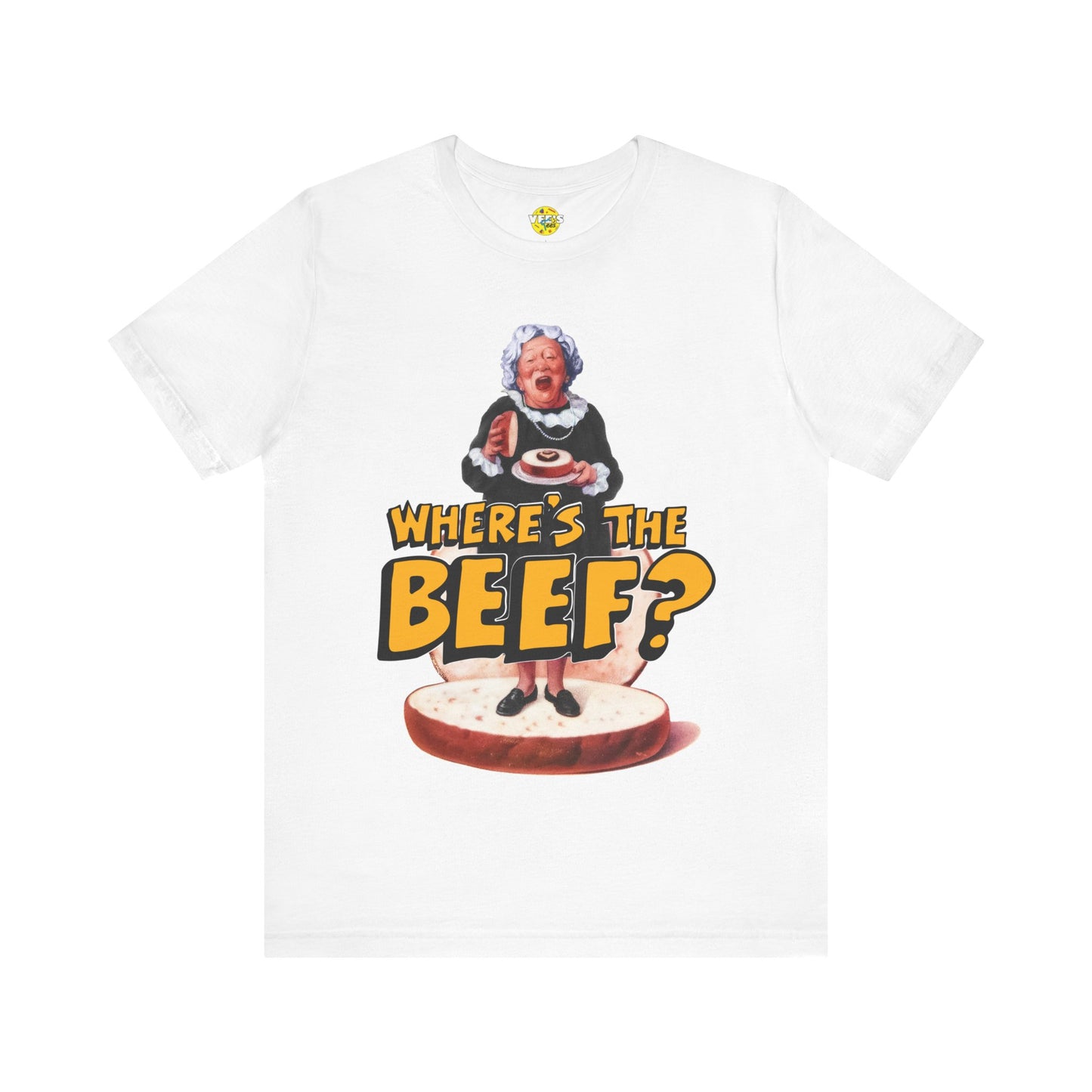 Little Old Lady - Where's the Beef? Nostalgic Design Fast Food Slogan TShirt