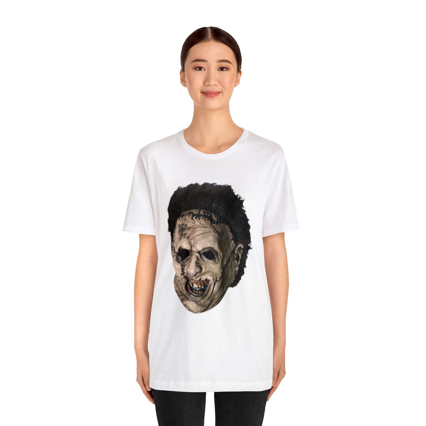 Halloween Leatherface Mask Short Sleeve T-Shirt - Classic Horror Film Tee - Iconic Chainsaw Massacre Shirt