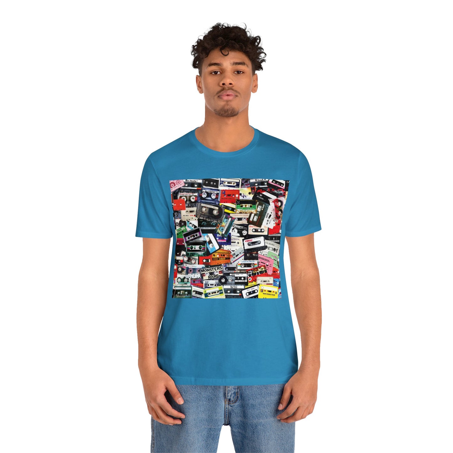 Retro 80s Mixtape Collage Short Sleeve T-Shirt - Vintage Music Lover Tee, Nostalgic Graphic Shirt