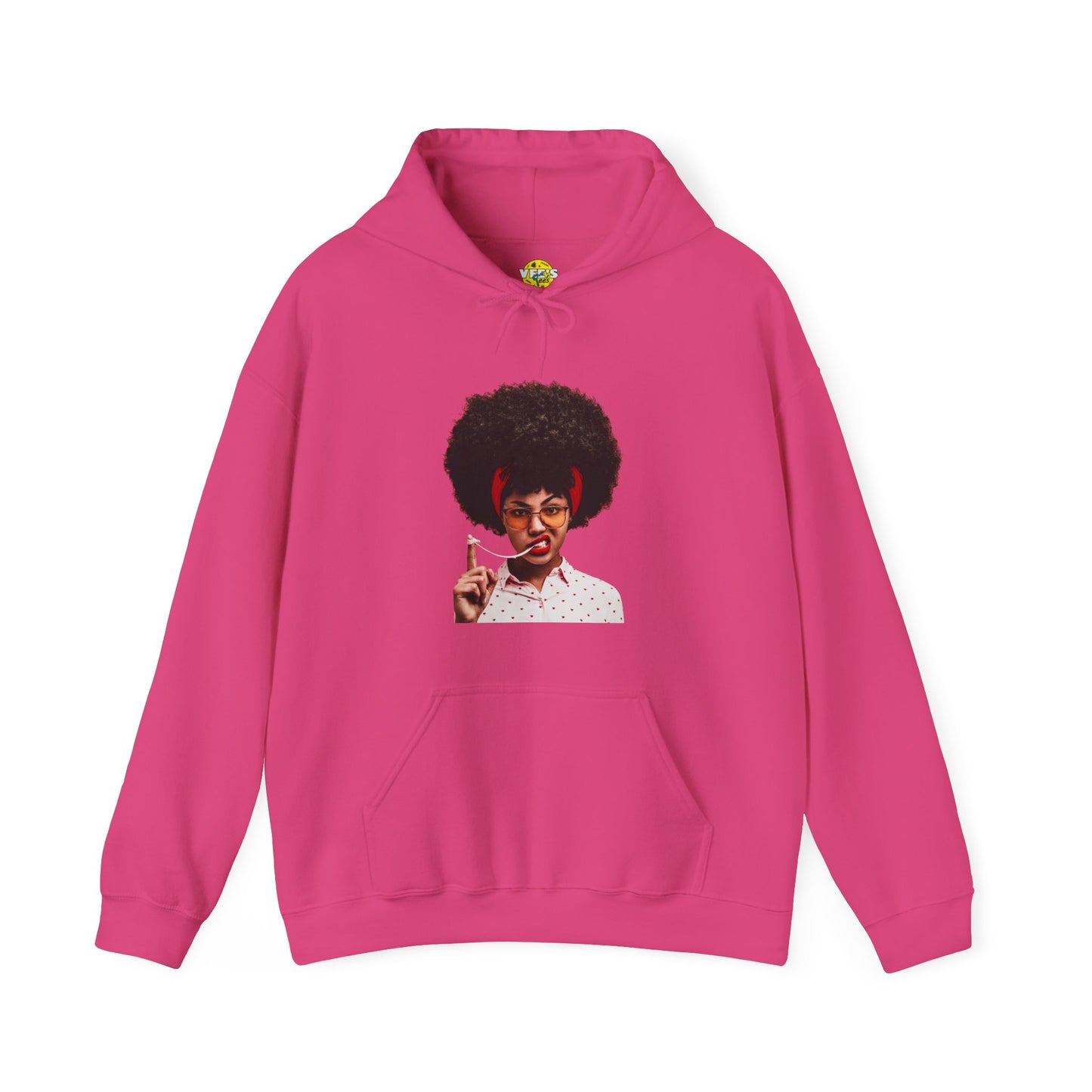 Cute Black Woman Afro Gum Hoodie, Unique Natural Hair Black Girl Magic Sweatshirt, Joyful African American Woman Playful Natural Hair Hoodie