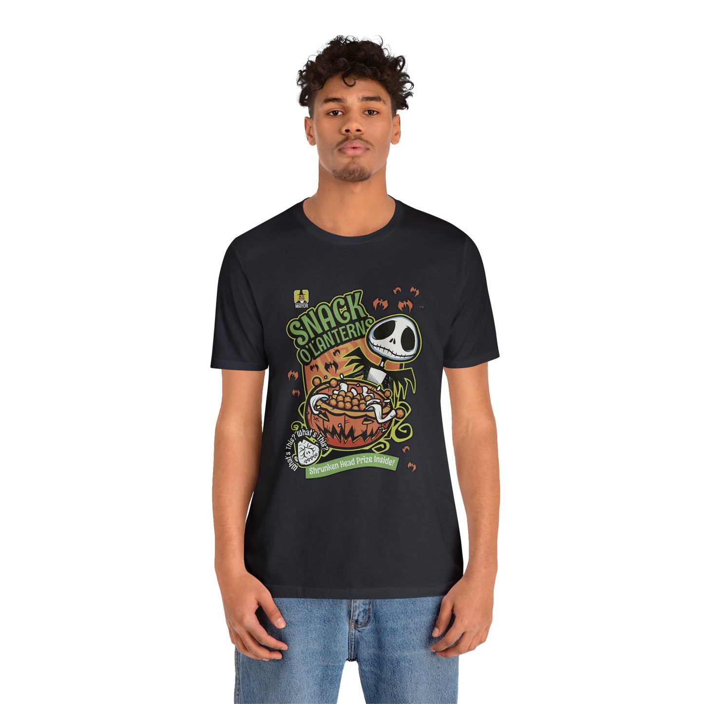 Halloween Jack Skellington's Snack O'Lanterns Cereal Short Sleeve T-Shirt - Spooky Halloween Tee, Nightmare Before Christmas Graphic Shirt