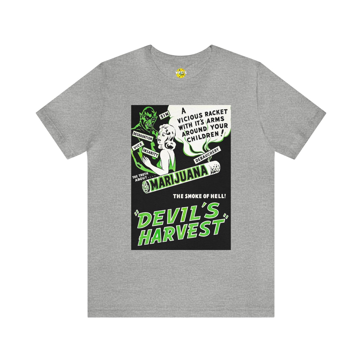 Vintage Reefer Madness 'Devil's Harvest' Movie Poster Short Sleeve T-Shirt - Retro Cult Classic Tee