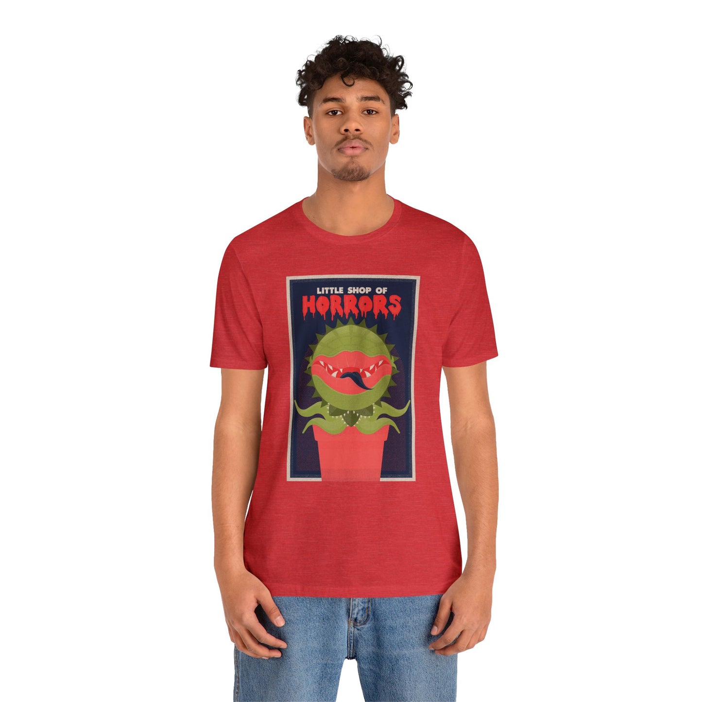 Halloween Audrey II Little Shop of Horrors Short Sleeve T-Shirt - Retro Horror Movie Graphic Tee, Vintage Plant Monster Shirt