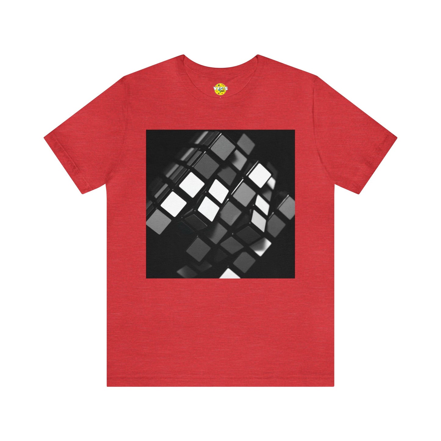 Black & White Retro Rubik's Cube Short Sleeve T-Shirt - Classic 80s Puzzle Lover Tee, Monochrome Graphic Shirt