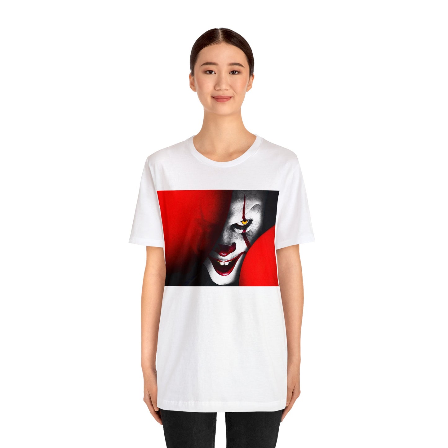 Halloween Pennywise Red Balloons Short Sleeve T-Shirt - IT Clown Tee - Horror Movie Shirt - Stephen King's IT Fan Gift