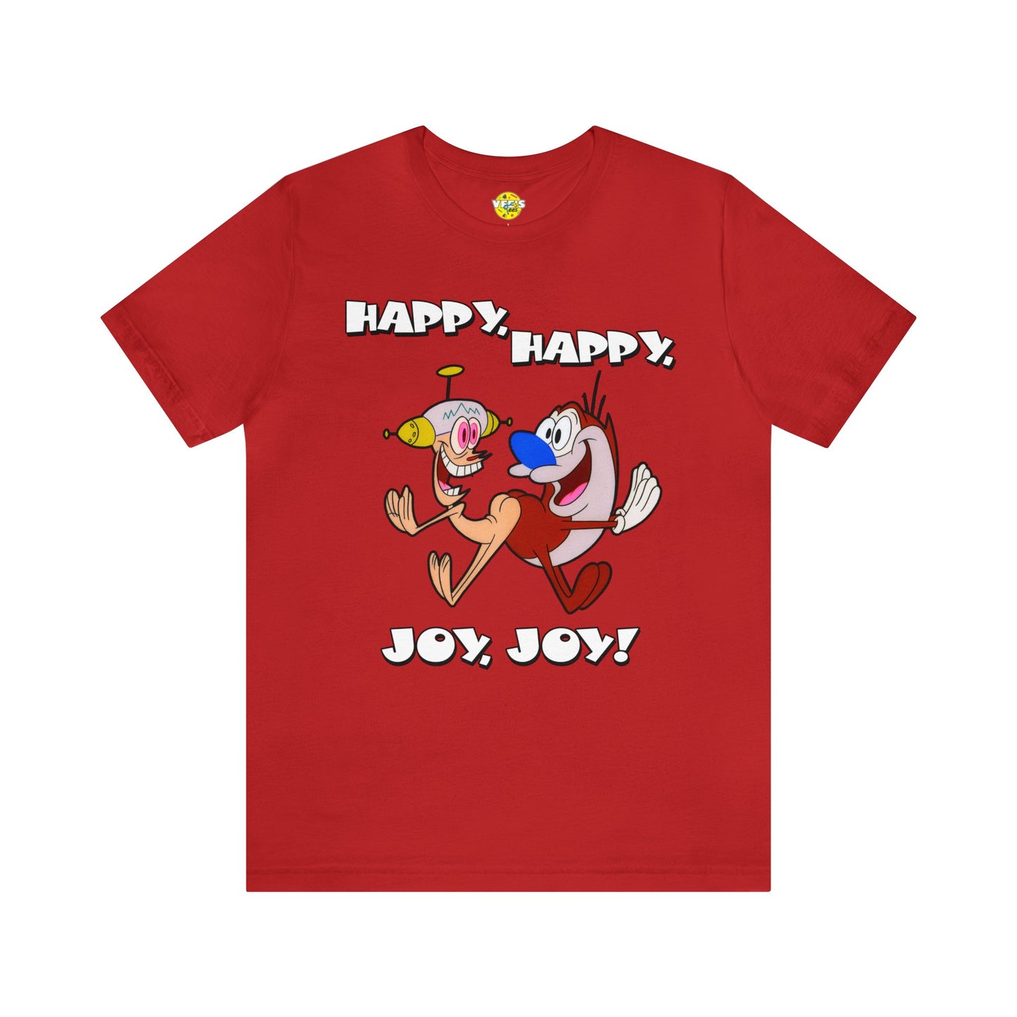 Ren and Stimpy Happy Happy Joy Joy Short Sleeve TShirt - 90s Retro Cartoon Tee