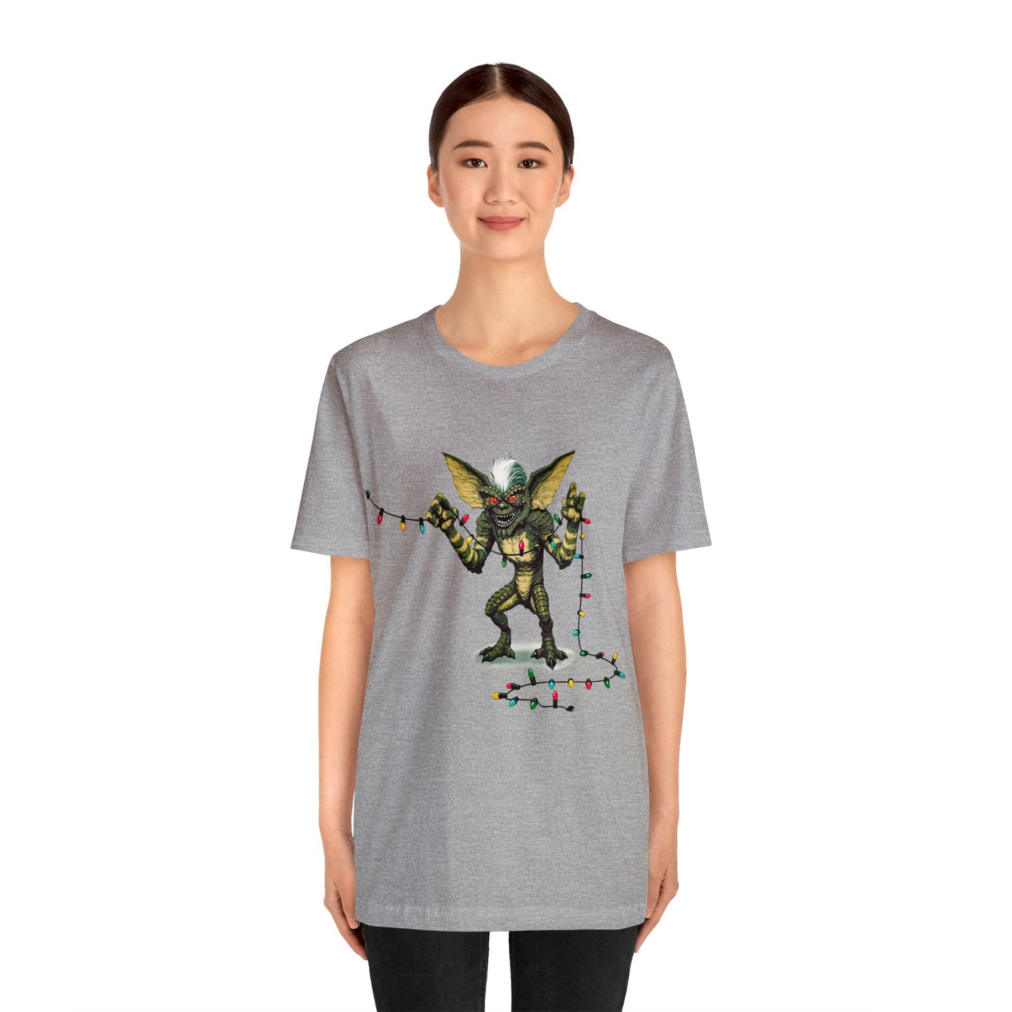 Stripe Festive Holiday - Gremlin Christmas Lights - Festive Stripe holding Christmas Lights - Gremlin Holiday Lights tshirt