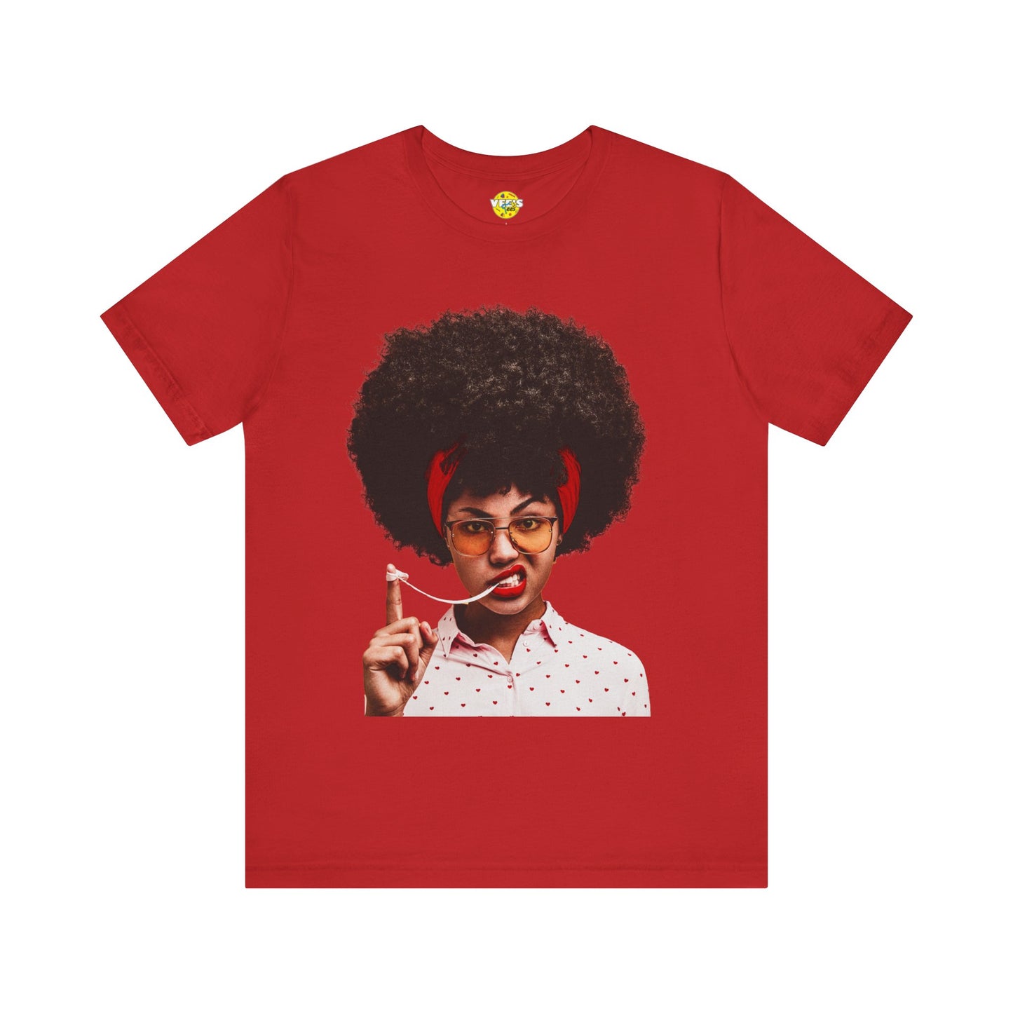 Afro Girl TShirt - Cute Black Woman with Curly Afro Playfully Enjoying Her Gum