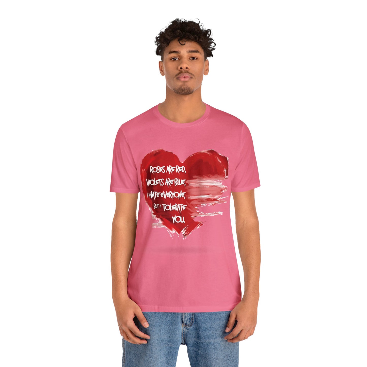 Grunge Heart Poetry Tee - Rebellious Anti-Valentines Day Tshirt - Edgy Unique Graphic Heart Illustration Shirt