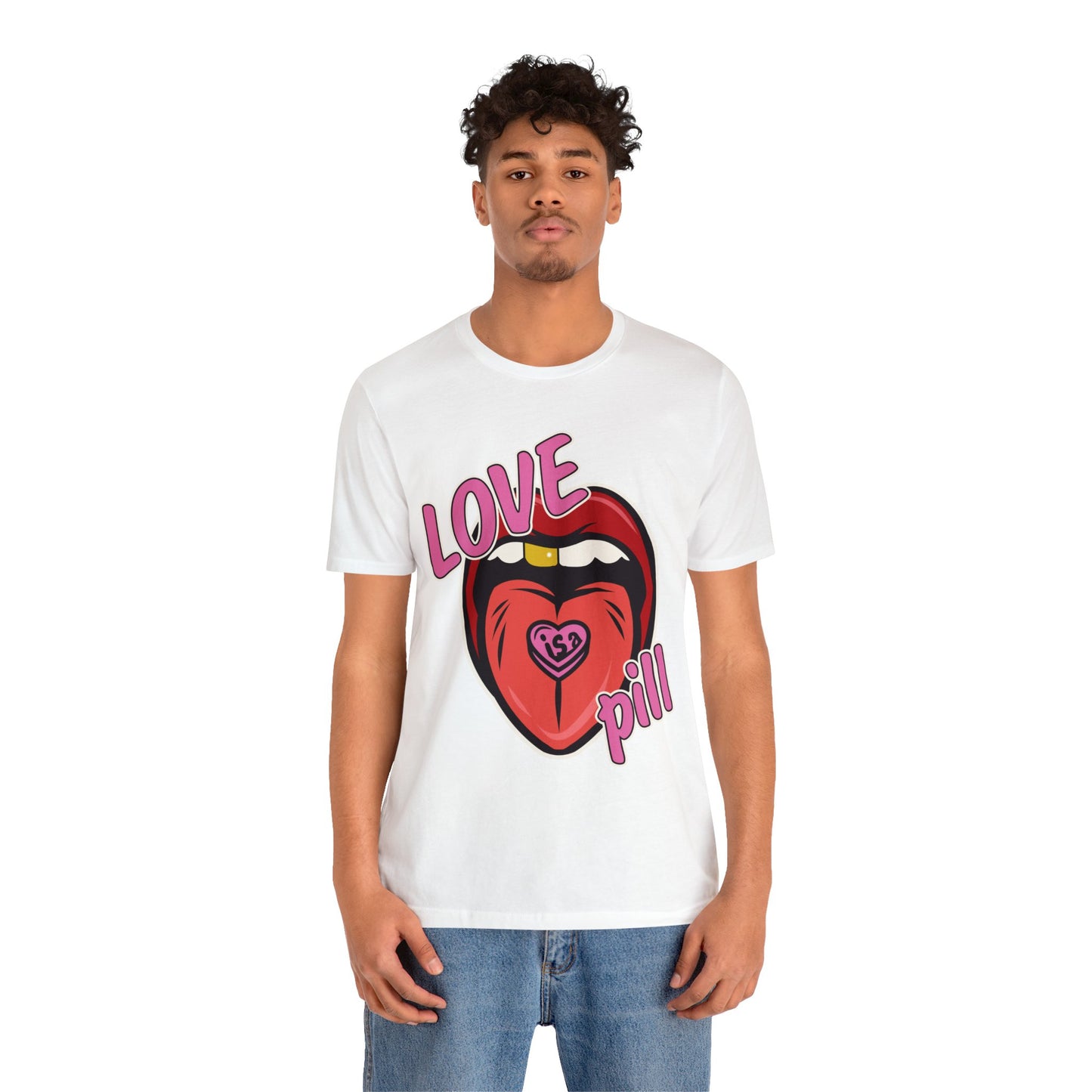 Love is a Pill Anti Valentines Shirt - Pop Art Valentines Day Shirt - Graphic Illustration Valentines tshirt - Tongue Graphic tshirt