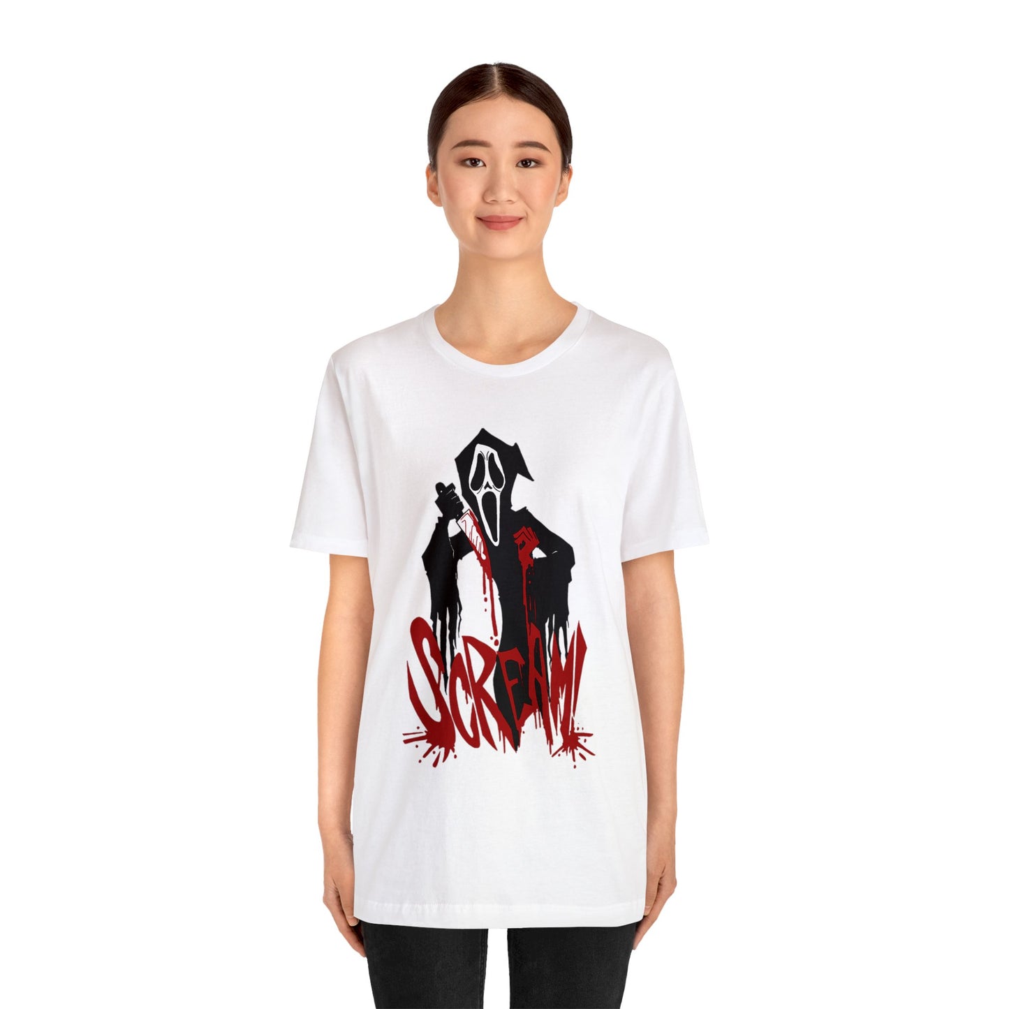 Halloween Ghostface Short Sleeve T-Shirt - Scream Movie Inspired Tee, Horror Icon Graphic Shirt