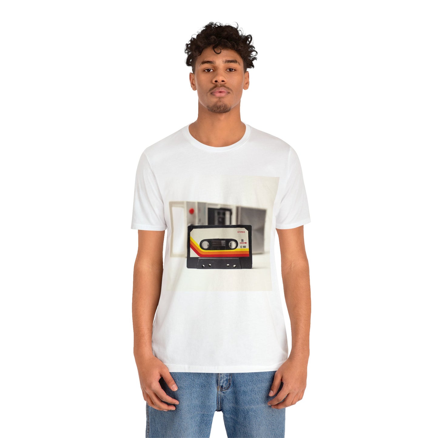 Retro Handheld Cassette Player & Tape Short Sleeve T-Shirt - Vintage Music Lover Tee, Nostalgic Graphic Shirt