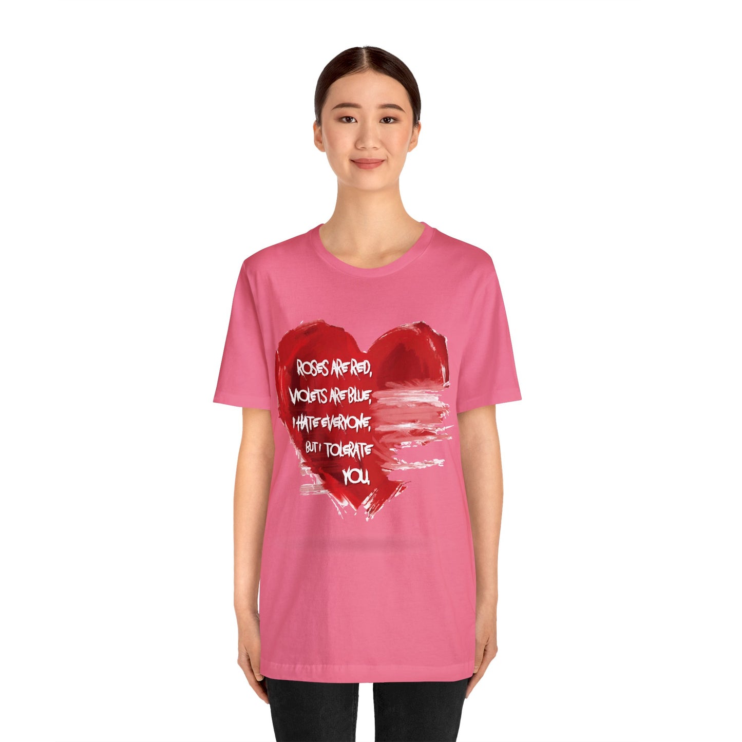 Grunge Heart Poetry Tee - Rebellious Anti-Valentines Day Tshirt - Edgy Unique Graphic Heart Illustration Shirt