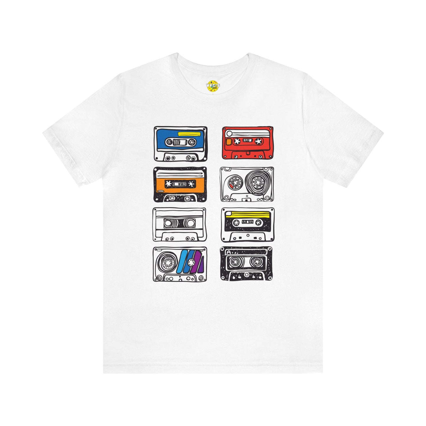 Retro Cassette Tapes Short Sleeve T-Shirt - Vintage Music Lover Tee, 80s Nostalgia Graphic Shirt