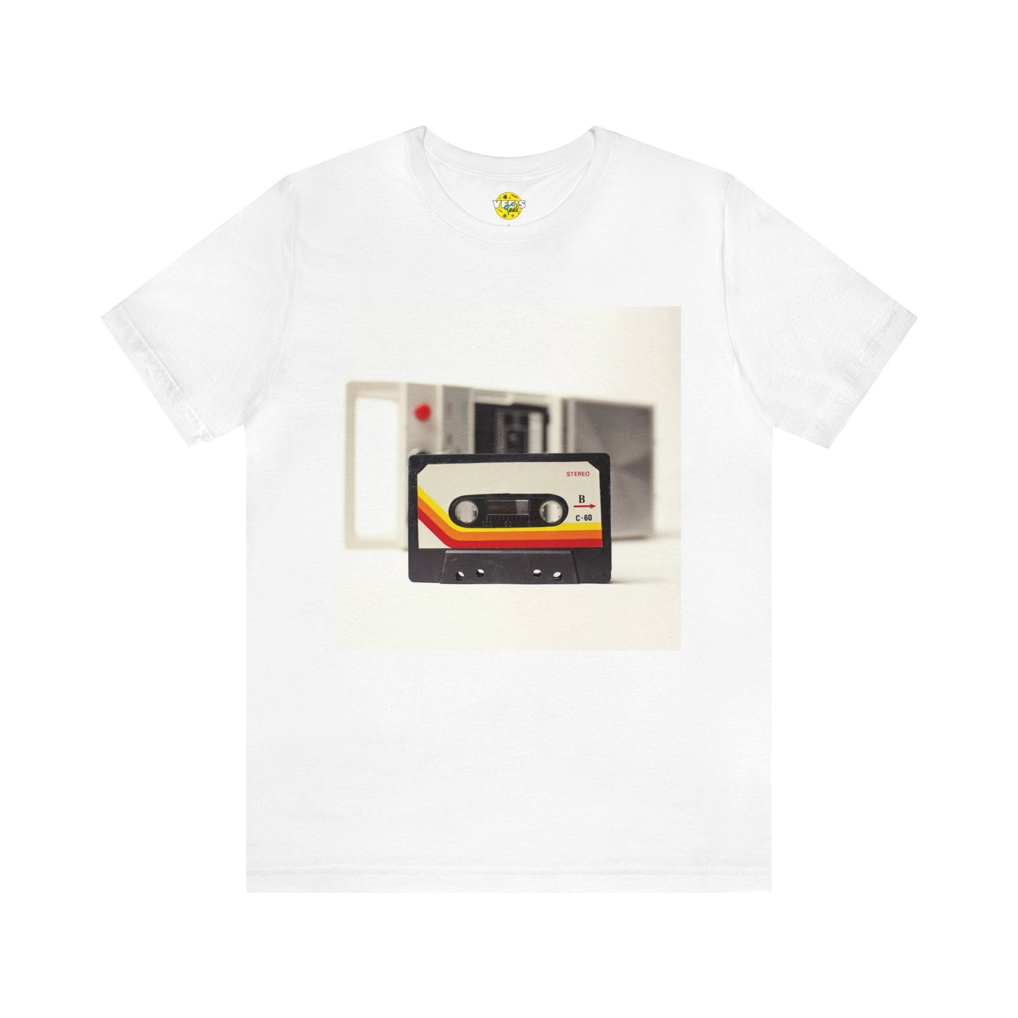 Retro Handheld Cassette Player & Tape Short Sleeve T-Shirt - Vintage Music Lover Tee, Nostalgic Graphic Shirt