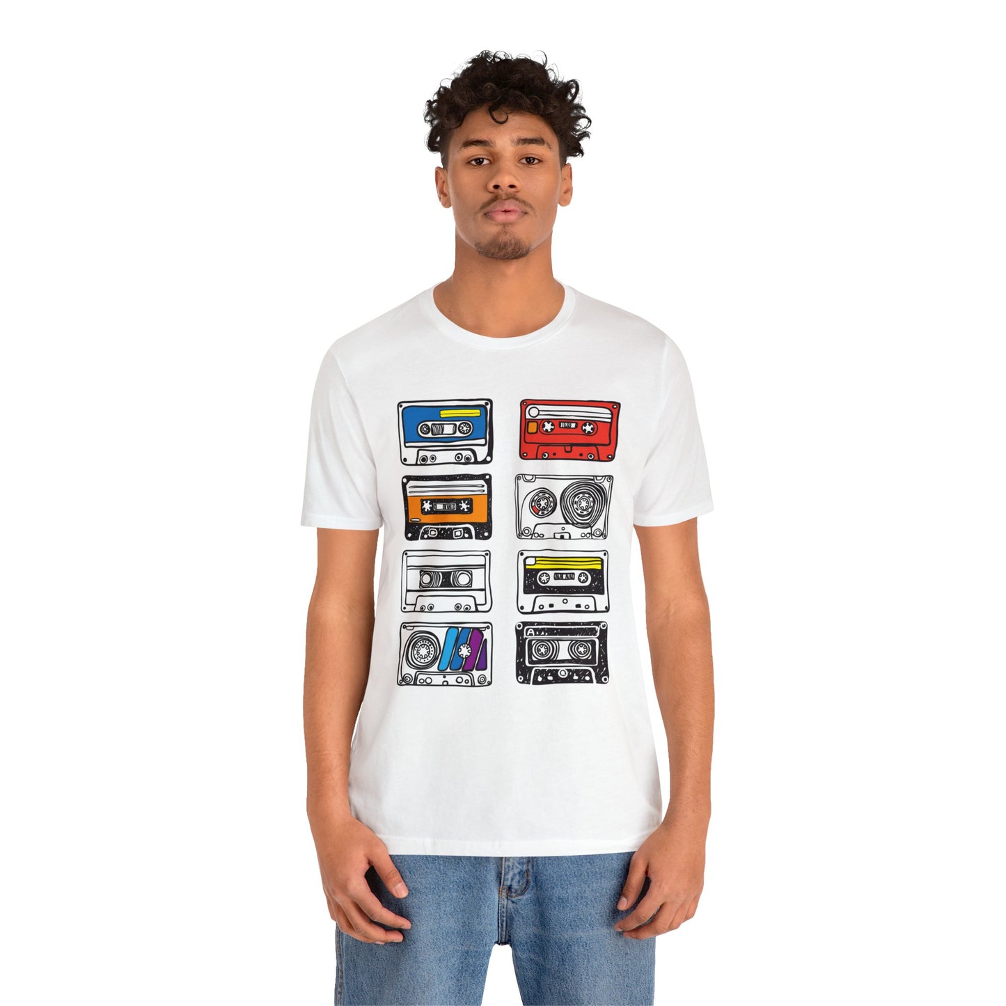 Retro Cassette Tapes Short Sleeve T-Shirt - Vintage Music Lover Tee, 80s Nostalgia Graphic Shirt