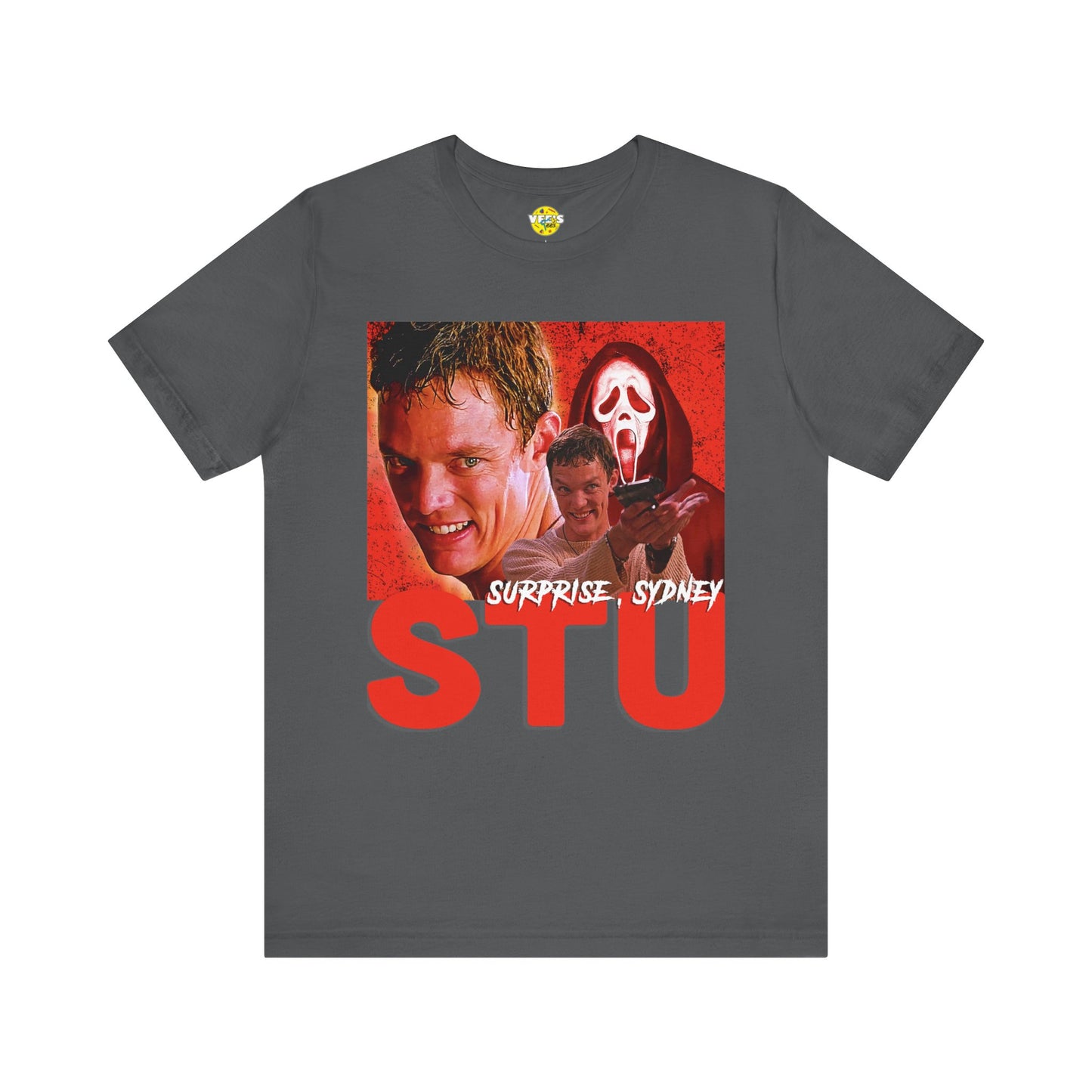 Halloween Stu Macher Scream Movie Graphic Short Sleeve T-Shirt - Retro Horror Film Tee, Iconic Villain Character Shirt