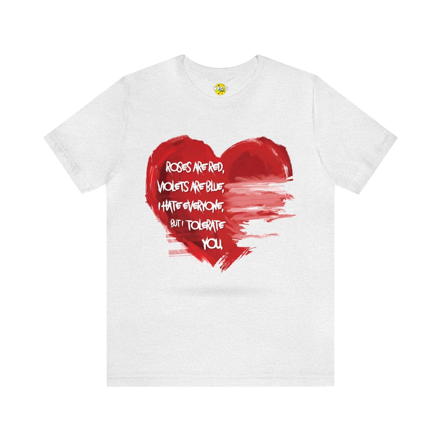 Grunge Heart Poetry Tee - Rebellious Anti-Valentines Day Tshirt - Edgy Unique Graphic Heart Illustration Shirt