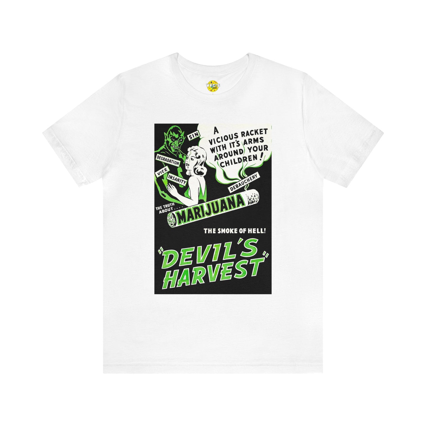 Vintage Reefer Madness 'Devil's Harvest' Movie Poster Short Sleeve T-Shirt - Retro Cult Classic Tee