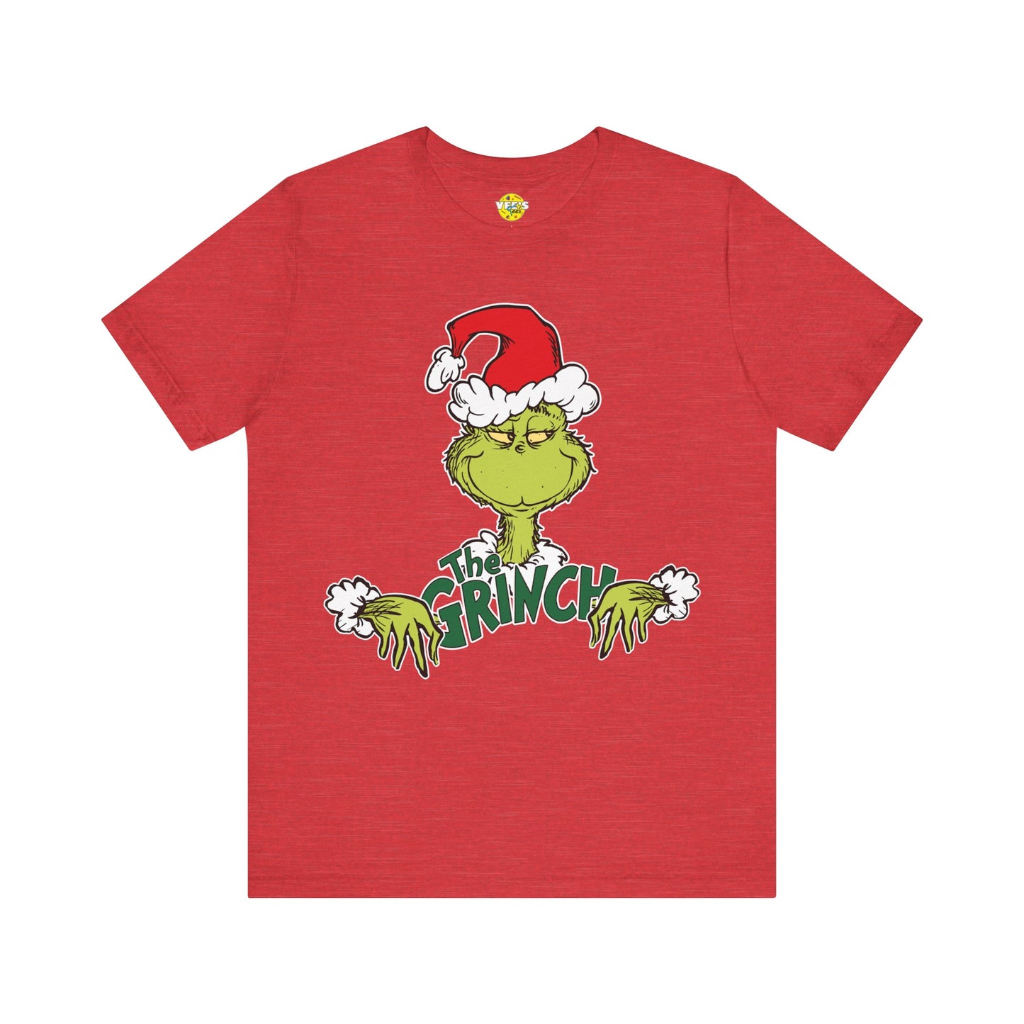 Festive Grinch Face Short Sleeve T-Shirt for a Whoville-Worthy Holiday Season