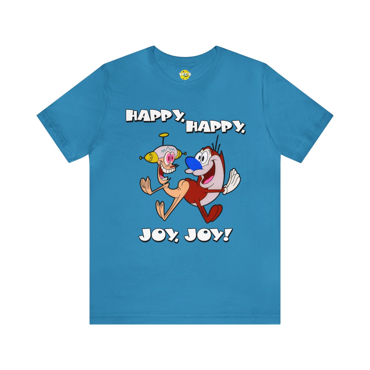 Ren and Stimpy Happy Happy Joy Joy Short Sleeve TShirt - 90s Retro Cartoon Tee