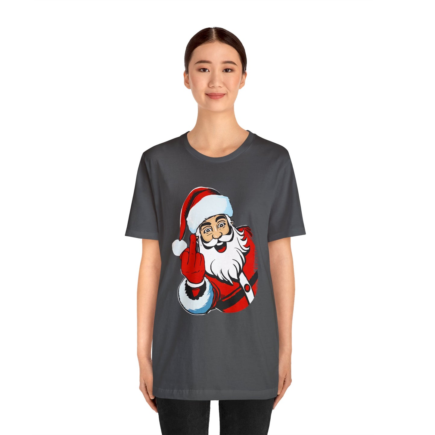 Naughty Santa Tshirt - Naughty Santa Christmas Tshirt - Santa Claus Middle Finger - Santa Middle Finger Tshirt