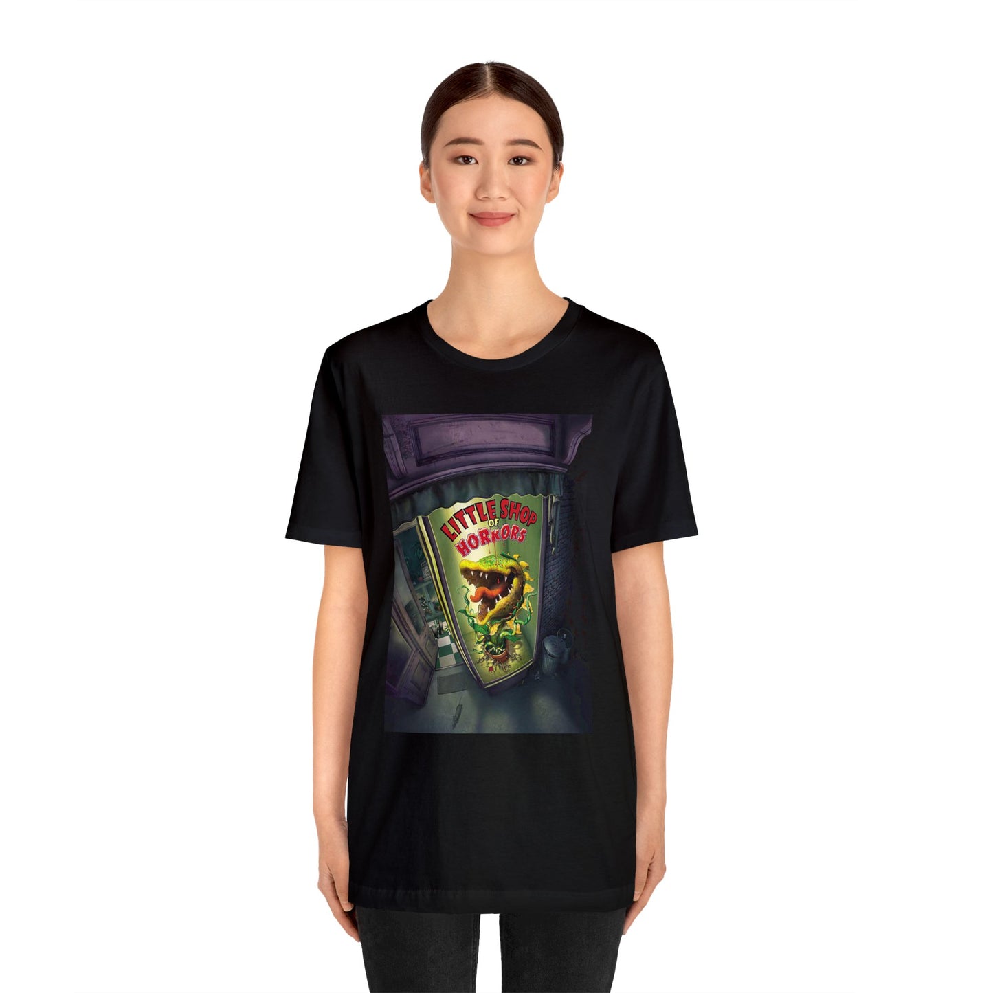 Halloween Little Shop of Horrors Short Sleeve T-Shirt - Classic Horror Movie Tee, Retro Cartoon Graphic Shirt