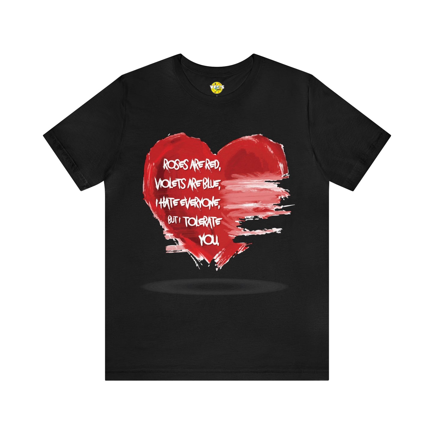 Grunge Heart Poetry Tee - Rebellious Anti-Valentines Day Tshirt - Edgy Unique Graphic Heart Illustration Shirt